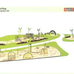 Von Spieplatz-Designer:innen der Firma Spielblau entworfen und gebaut: Der neue Dschungelspielplatz hinter dem Bahnhofsblock soll so aussehen